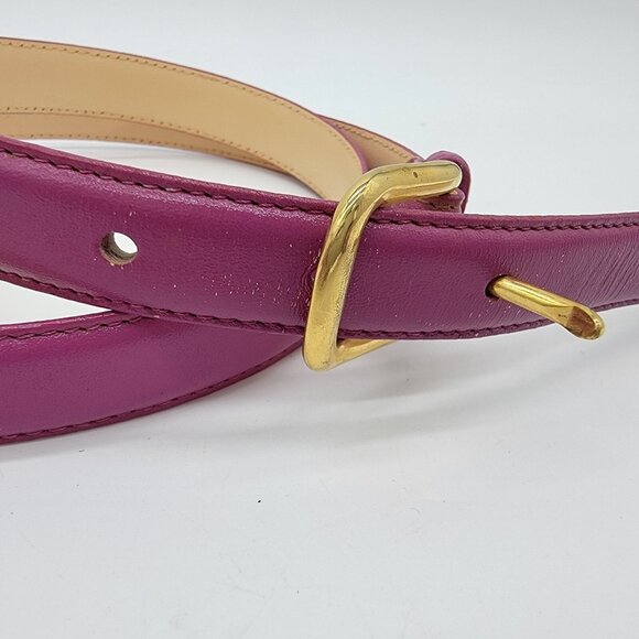 TLS Belt Hot Pink Gold Buckle Skinny Womens Medium 35.5 Long Excellent Condition - Picture 2 of 6